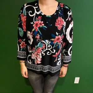 Asian inspired blouse, silk like fabric
